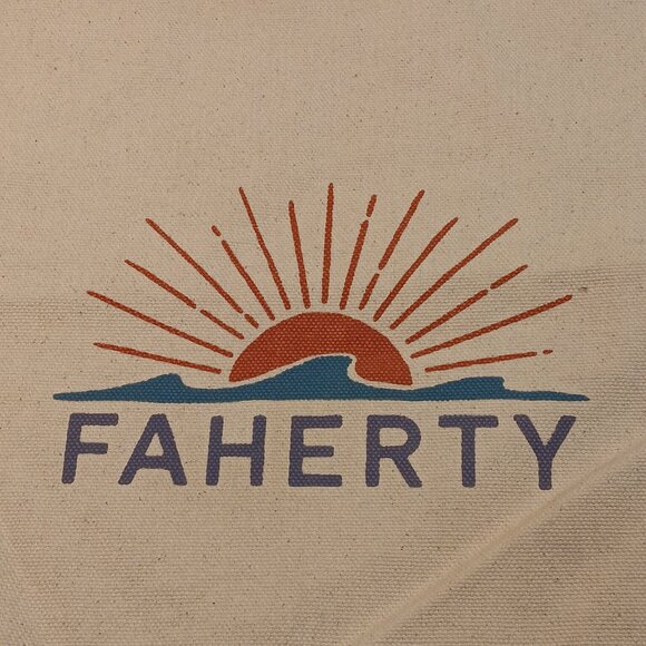 Faherty canvas double handle graphic art book shopping tote bag - Picture 3 of 11